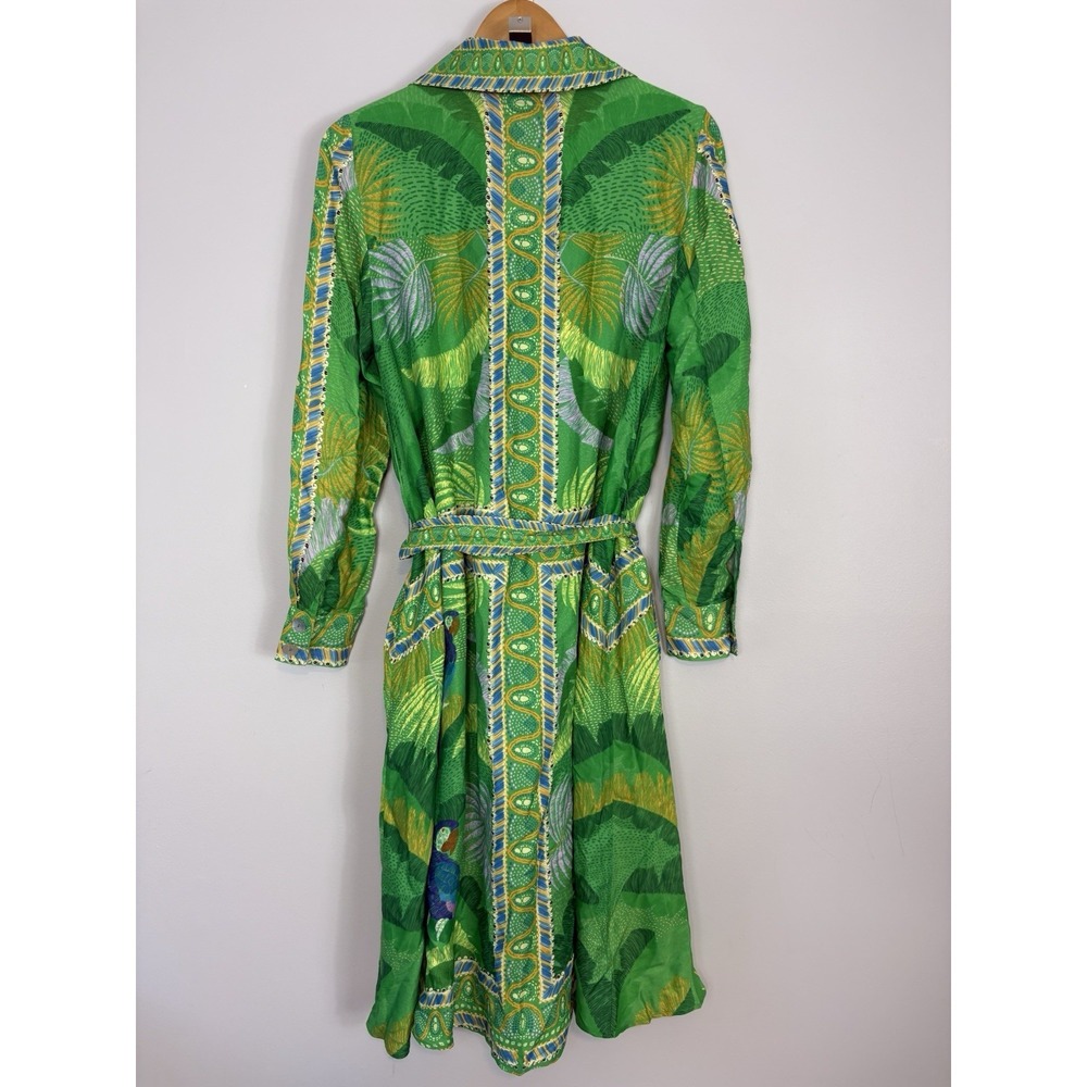Farm Rio Macaw Scarf Chemise Midi Dress Size S NWT Anthropologie Green - Picture 8 of 9